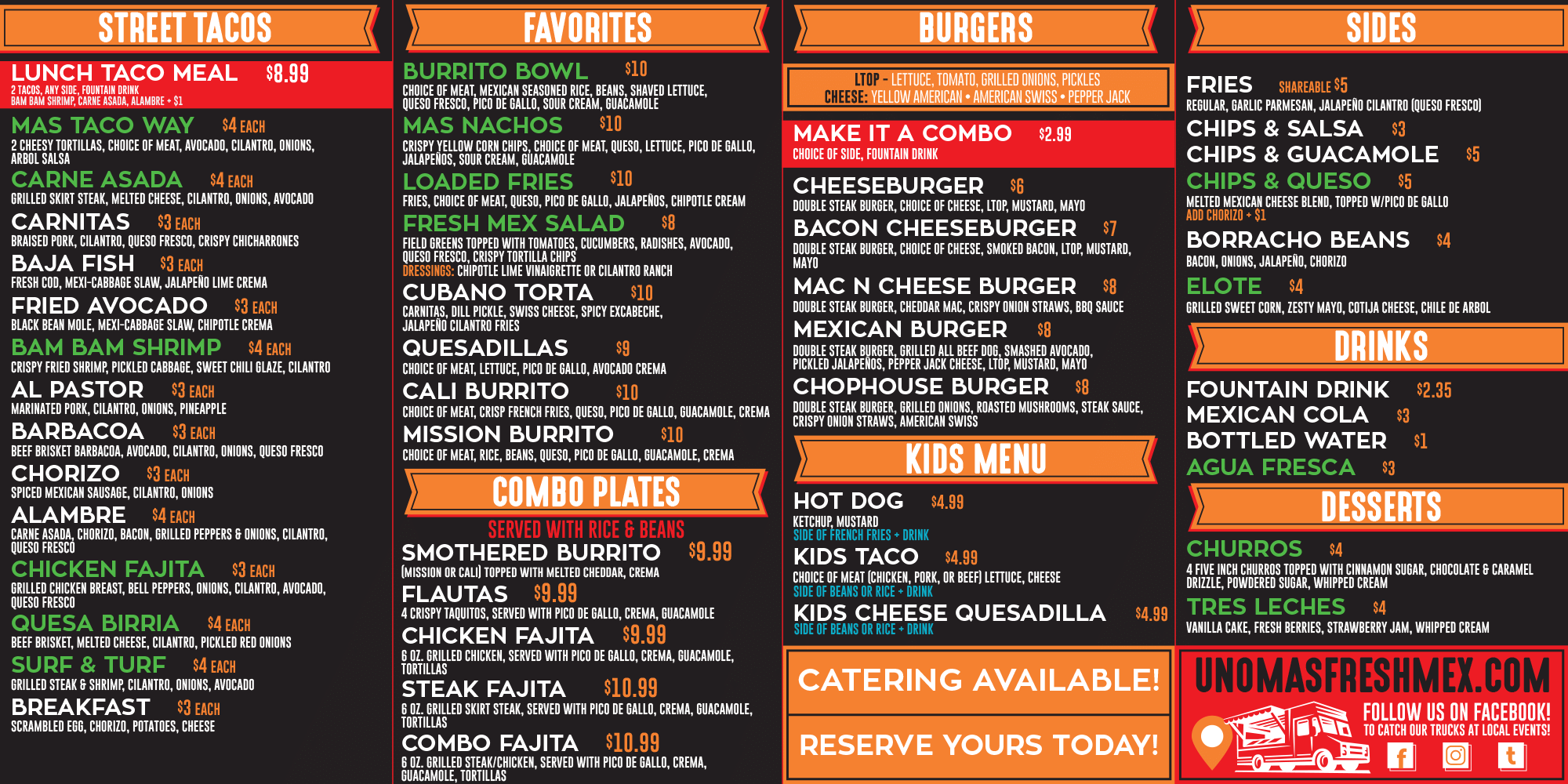 Uno Más menu design